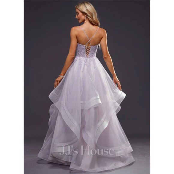 Ball-Gown/Princess Square Floor-Length Tulle Prom Ball Quinceañera Dress Lilac - Picture 4 of 13